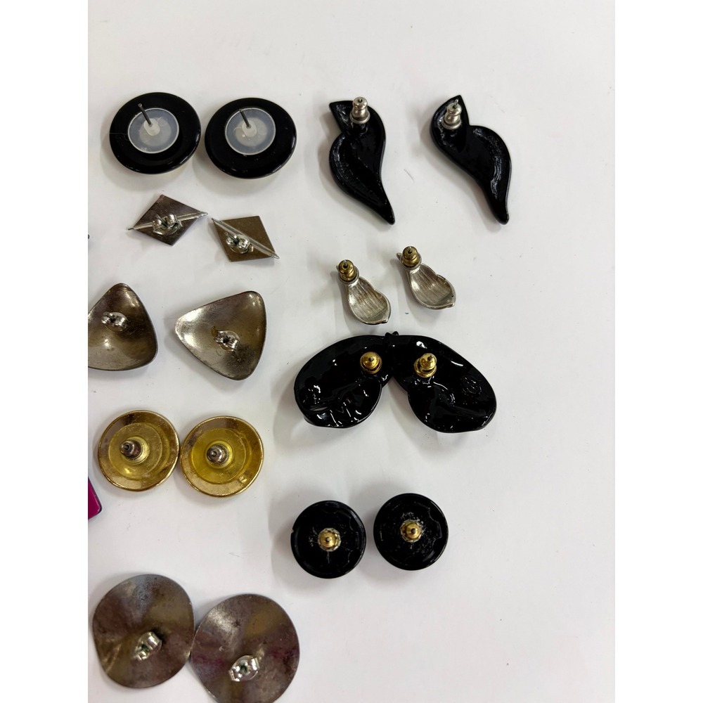 Vintage 1990s Geometric Earring Lot 14 Pairs Enamel Resin Retro Abstract Post - Picture 10 of 10
